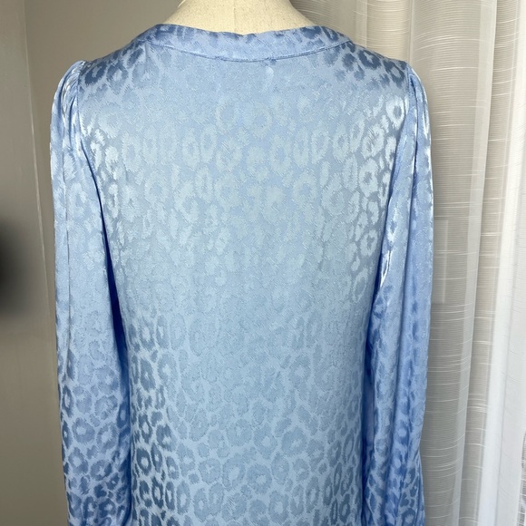 Sail to Sable Blue Animal Print Tiered Button Front Long Sleeve Dress Small - Picture 8 of 12